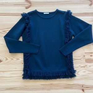 Chloe long sleeve sweater. Fringed. Navy. In excellent condition